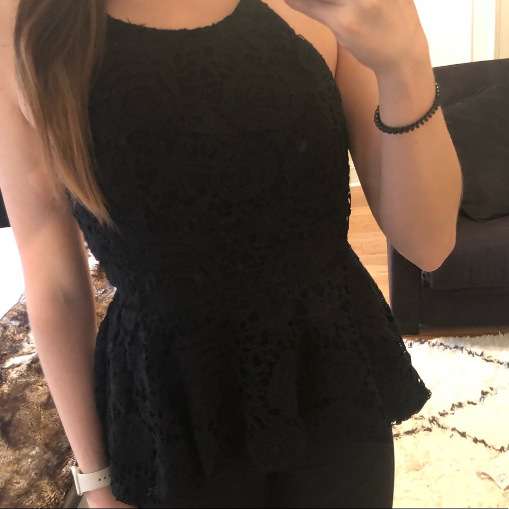 Black Lace Peplum Top